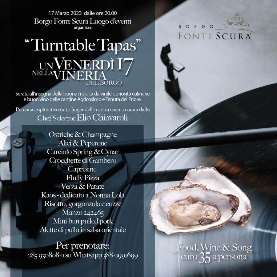 “Turntable Tapas”, un Venerdì 17 nella Vineria del Borgo